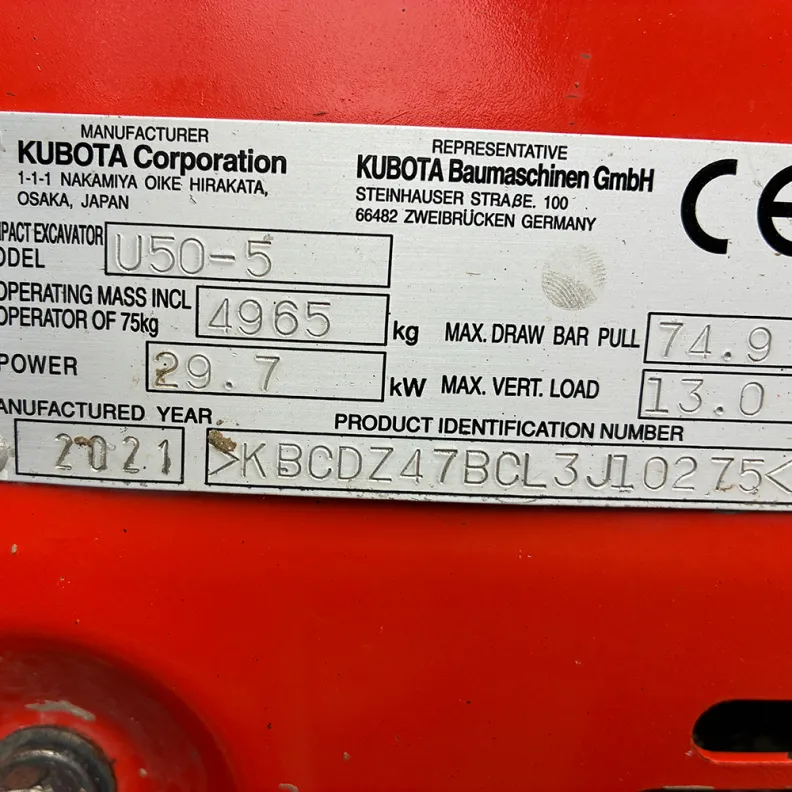 5T Excavator Kubota U50-5 2021